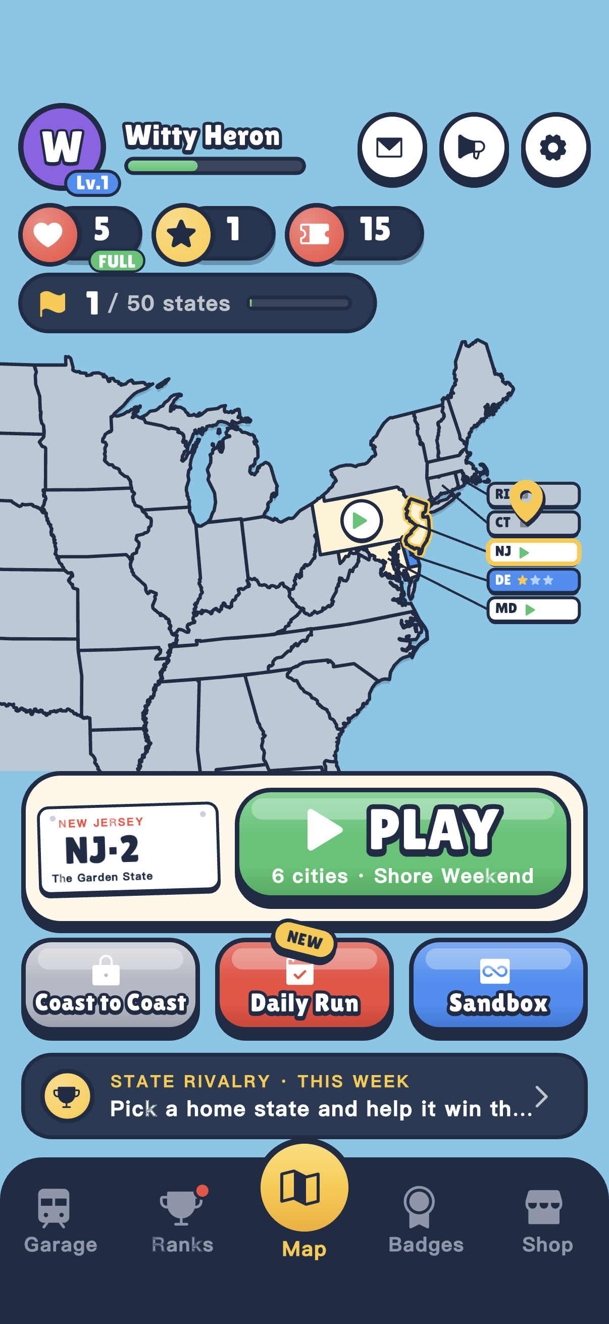 United Rails campaign map showing progress through the eastern United States
